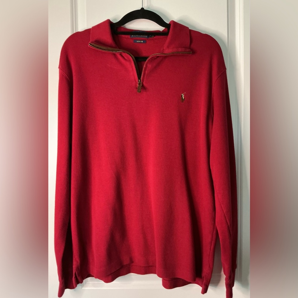 Polo Ralph Lauren Quarter Zip Estate Rib Sweater Red Size Large
